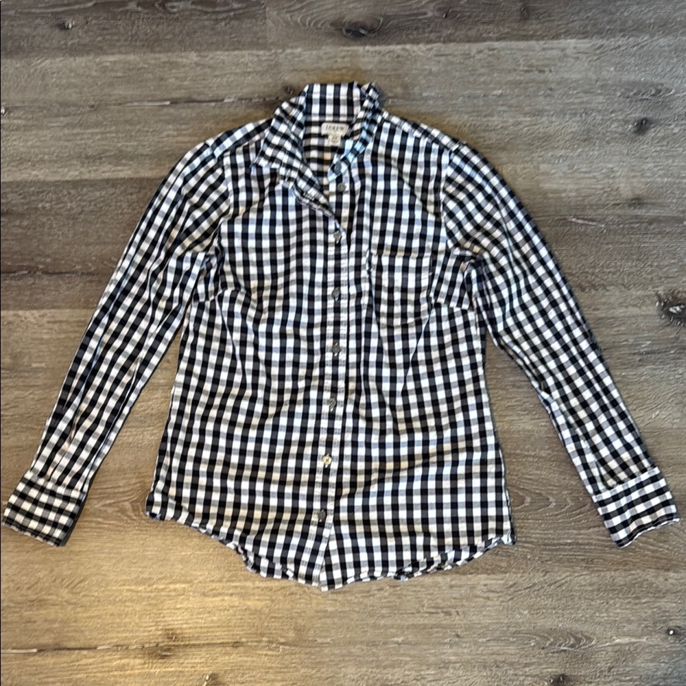 J Crew Black and White Checkered Button Down Shirt